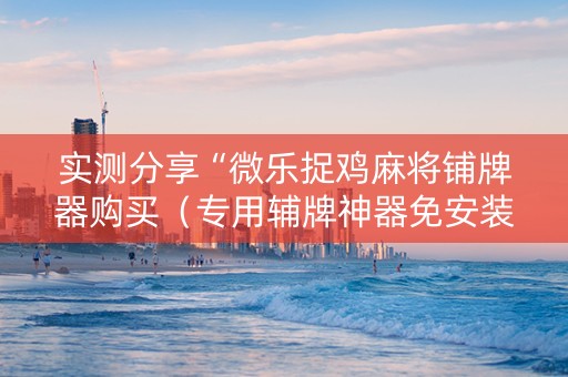 实测分享“微乐捉鸡麻将铺牌器购买（专用辅牌神器免安装）