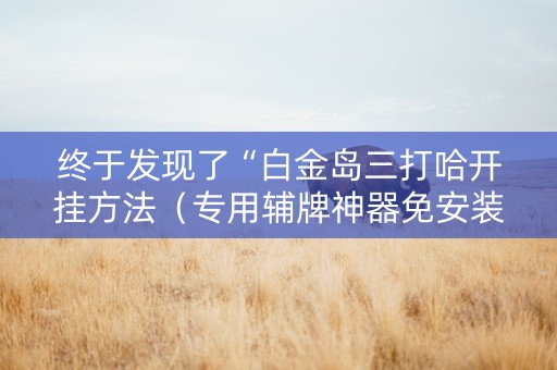 终于发现了“白金岛三打哈开挂方法（专用辅牌神器免安装）