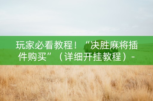 玩家必看教程！“决胜麻将插件购买”（详细开挂教程）-哔哩哔哩