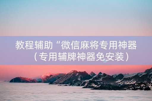 教程辅助“微信麻将专用神器（专用辅牌神器免安装）
