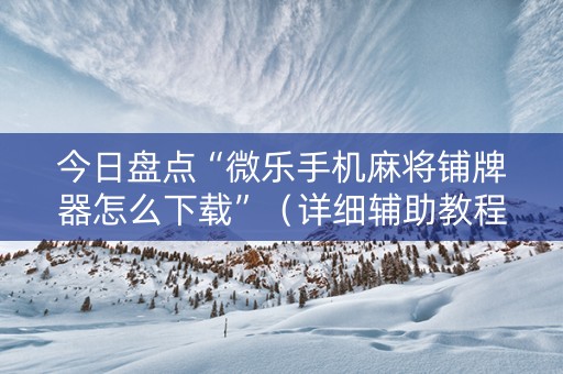 今日盘点“微乐手机麻将铺牌器怎么下载”（详细辅助教程）-哔哩哔哩