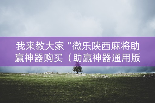 我来教大家“微乐陕西麻将助赢神器购买（助赢神器通用版）