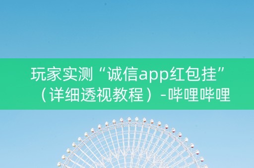 玩家实测“诚信app红包挂”（详细透视教程）-哔哩哔哩