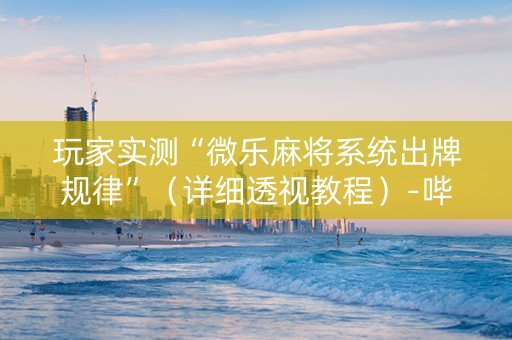 玩家实测“微乐麻将系统出牌规律”（详细透视教程）-哔哩哔哩