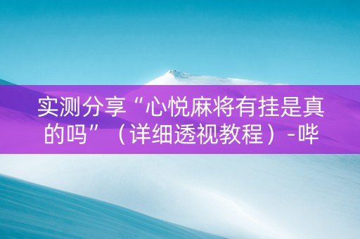 实测分享“心悦麻将有挂是真的吗”（详细透视教程）-哔哩哔哩