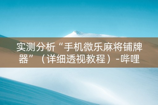 实测分析“手机微乐麻将铺牌器”（详细透视教程）-哔哩哔哩