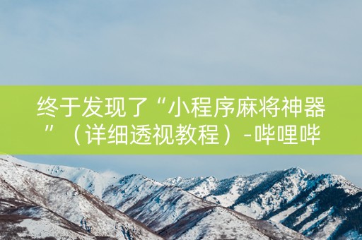 终于发现了“小程序麻将神器”（详细透视教程）-哔哩哔哩