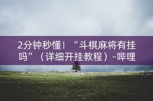 2分钟秒懂！“斗棋麻将有挂吗”（详细开挂教程）-哔哩哔哩
