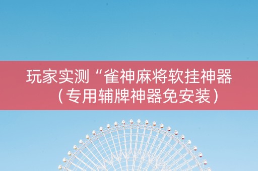 玩家实测“雀神麻将软挂神器（专用辅牌神器免安装）