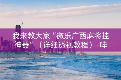 我来教大家“微乐广西麻将挂神器”（详细透视教程）-哔哩哔哩