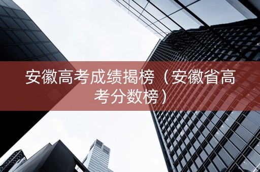 安徽高考成绩揭榜（安徽省高考分数榜）