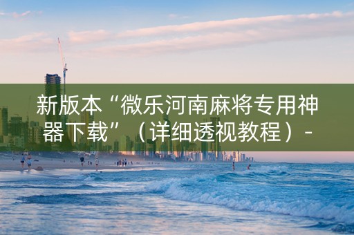 新版本“微乐河南麻将专用神器下载”（详细透视教程）-哔哩哔哩
