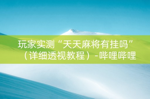 玩家实测“天天麻将有挂吗”（详细透视教程）-哔哩哔哩