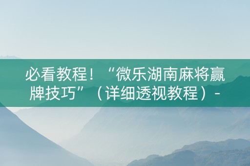必看教程！“微乐湖南麻将赢牌技巧”（详细透视教程）-哔哩哔哩