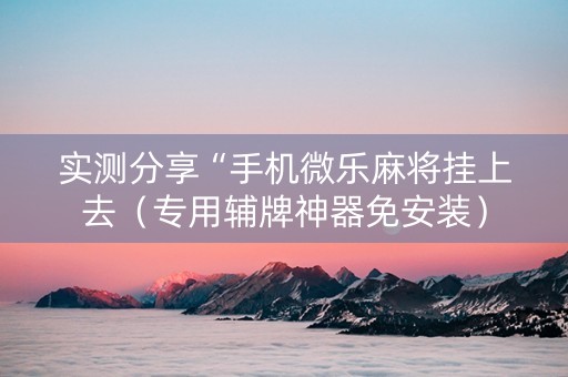 实测分享“手机微乐麻将挂上去（专用辅牌神器免安装）
