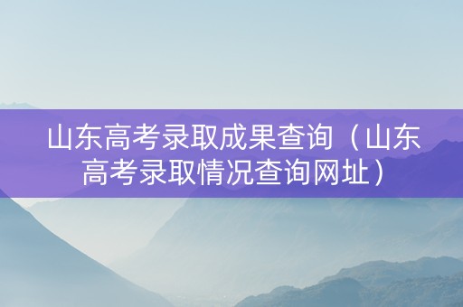 山东高考录取成果查询（山东高考录取情况查询网址）