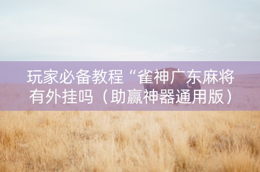 玩家必备教程“雀神广东麻将有外挂吗（助赢神器通用版）