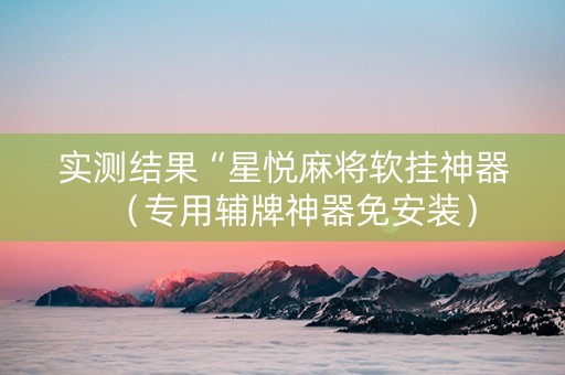 实测结果“星悦麻将软挂神器（专用辅牌神器免安装）