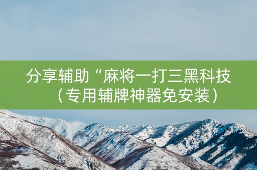 分享辅助“麻将一打三黑科技（专用辅牌神器免安装）