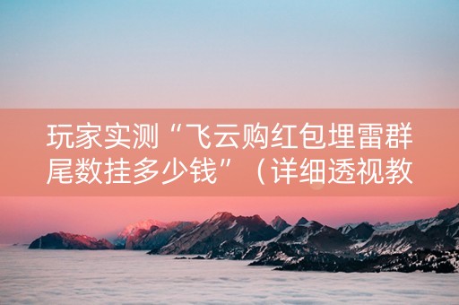 玩家实测“飞云购红包埋雷群尾数挂多少钱”（详细透视教程）-哔哩哔哩