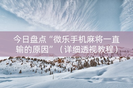 今日盘点“微乐手机麻将一直输的原因”（详细透视教程）-哔哩哔哩