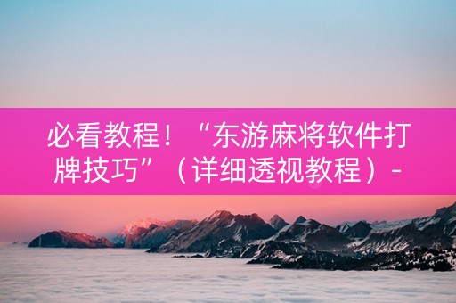 必看教程！“东游麻将软件打牌技巧”（详细透视教程）-哔哩哔哩