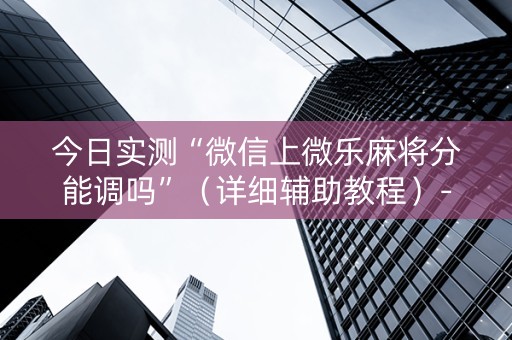 今日实测“微信上微乐麻将分能调吗”（详细辅助教程）-哔哩哔哩
