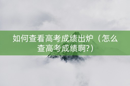 如何查看高考成绩出炉（怎么查高考成绩啊?）