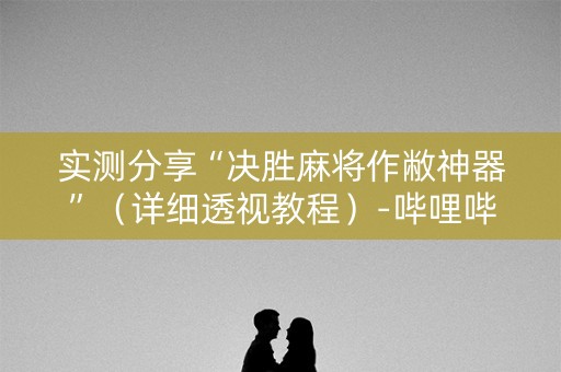 实测分享“决胜麻将作敝神器”（详细透视教程）-哔哩哔哩