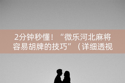 2分钟秒懂！“微乐河北麻将容易胡牌的技巧”（详细透视教程）-哔哩哔哩
