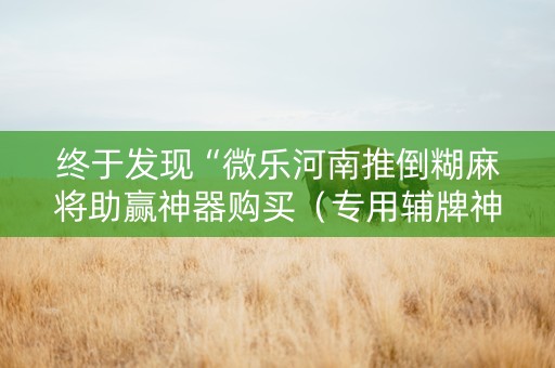 终于发现“微乐河南推倒糊麻将助赢神器购买（专用辅牌神器免安装）