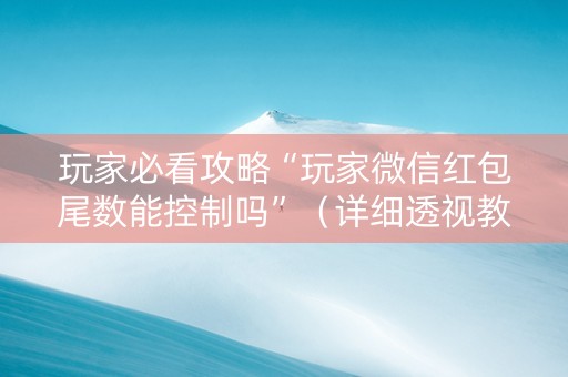 玩家必看攻略“玩家微信红包尾数能控制吗”（详细透视教程）-哔哩哔哩