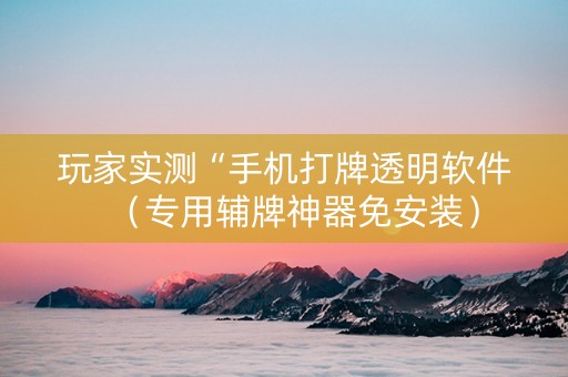 玩家实测“手机打牌透明软件（专用辅牌神器免安装）