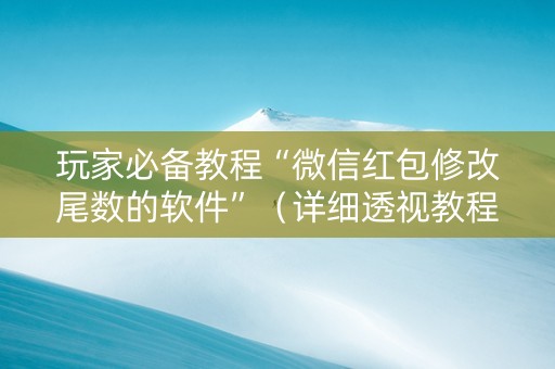玩家必备教程“微信红包修改尾数的软件”（详细透视教程）-哔哩哔哩