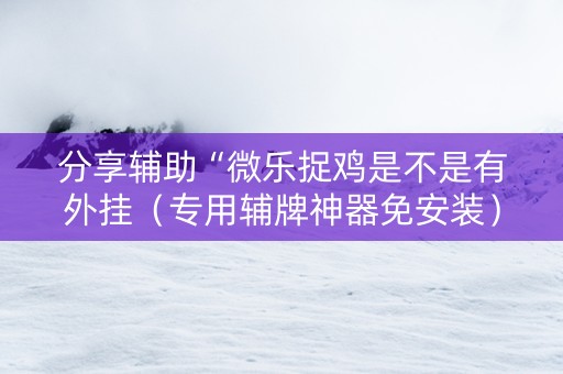 分享辅助“微乐捉鸡是不是有外挂（专用辅牌神器免安装）