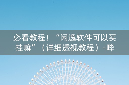 必看教程！“闲逸软件可以买挂嘛”（详细透视教程）-哔哩哔哩