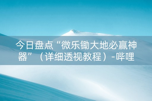 今日盘点“微乐锄大地必赢神器”（详细透视教程）-哔哩哔哩