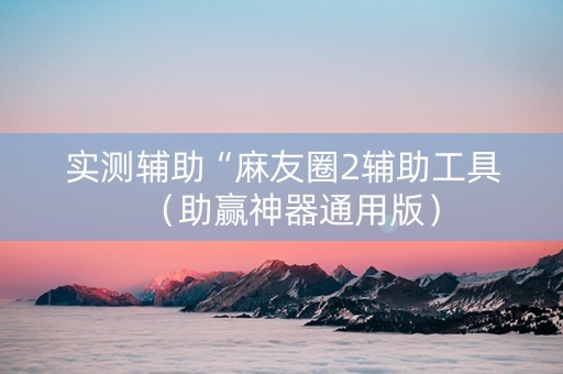 实测辅助“麻友圈2辅助工具（助赢神器通用版）