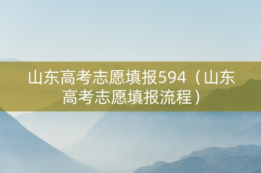 山东高考志愿填报594（山东高考志愿填报流程）