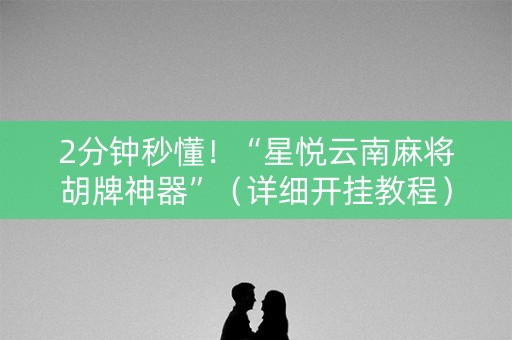 2分钟秒懂！“星悦云南麻将胡牌神器”（详细开挂教程）-哔哩哔哩