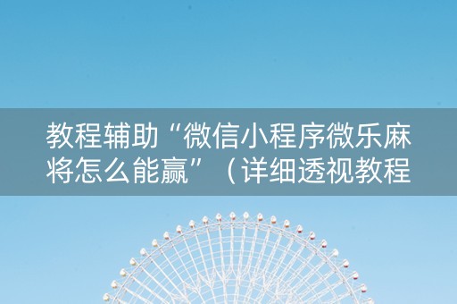 教程辅助“微信小程序微乐麻将怎么能赢”（详细透视教程）-哔哩哔哩