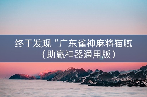 终于发现“广东雀神麻将猫腻（助赢神器通用版）