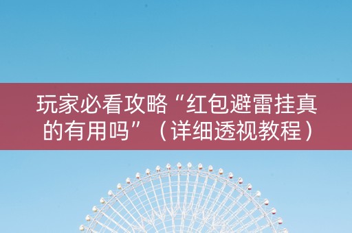 玩家必看攻略“红包避雷挂真的有用吗”（详细透视教程）-哔哩哔哩