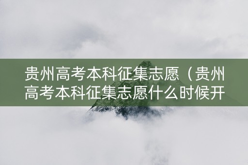 贵州高考本科征集志愿（贵州高考本科征集志愿什么时候开始）
