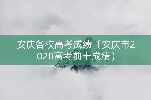 安庆各校高考成绩（安庆市2020高考前十成绩）