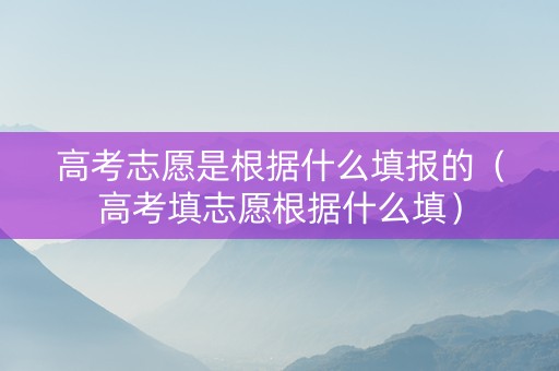 高考志愿是根据什么填报的（高考填志愿根据什么填）