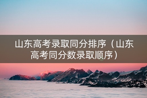 山东高考录取同分排序（山东高考同分数录取顺序）