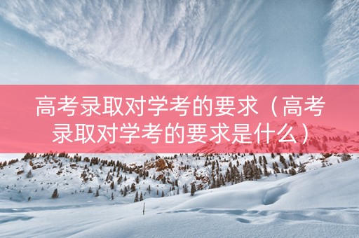 高考录取对学考的要求（高考录取对学考的要求是什么）