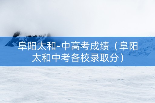 阜阳太和-中高考成绩（阜阳太和中考各校录取分）