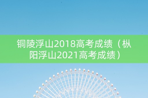 铜陵浮山2018高考成绩（枞阳浮山2021高考成绩）